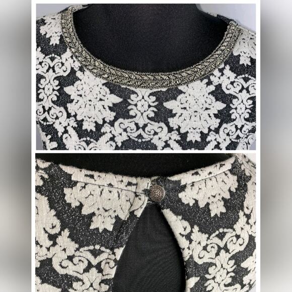 Xhilaration NWT Black & White Jacquard Fit + Flare Keyhole Back Dress XXL - Picture 9 of 16